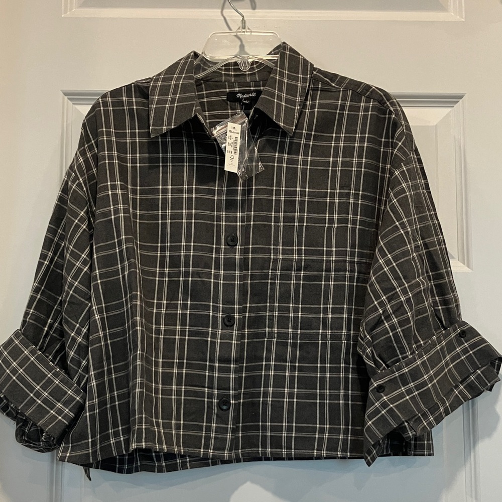 NWT Madewell Straight-Hem Shirt Heather Medium Grey